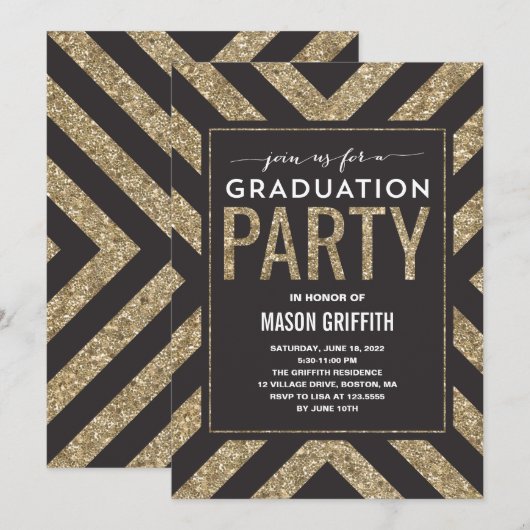 Glamoureus Shimmer | Oproep van de GraduPartij Kaart (Voorkant / Achterkant)