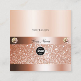 Glamoureus Shimmery Rosegold Sparkle Glitter Logo Vierkante Visitekaartje