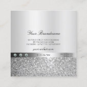 Glamoureus Shimmery Silver Sparkle Glitter and Log Vierkante Visitekaartje (Achterkant)