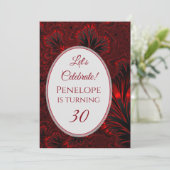 Glamoureus Shiny Red Fractal 30th Birthday Kaart (Staand voorkant)
