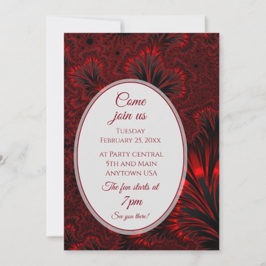 Glamoureus Shiny Red Fractal 30th Birthday Kaart (Achterkant)