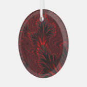 Glamoureus Shiny Red Fractal Leaves Suncatcher Glas Ornament (Voorkant links)