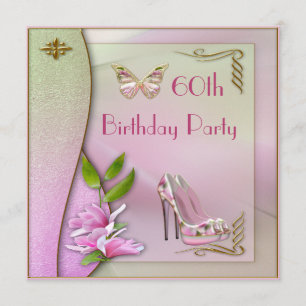Glamoureus Shoes Magnolia & Butterfly 60th Birthda Kaart