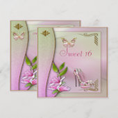 Glamoureus Shoes Magnolia & Butterfly Sweet 16 Kaart (Voorkant / Achterkant)