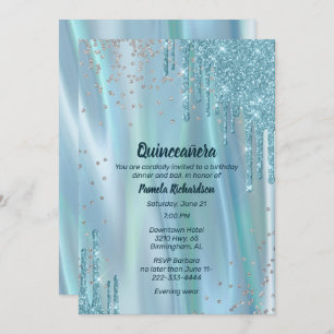 Glamoureus Silk and Glitter Kijk Quinceañera Invit Kaart
