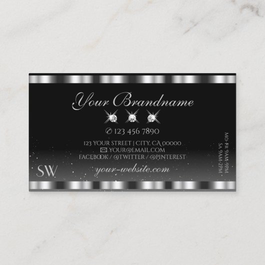 Glamoureus Silver Black Sparging Diamonds Visitekaartje (Achterkant)