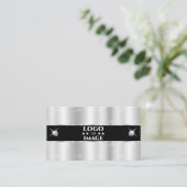 Glamoureus Silver Black Sparging Diamonds Voeg Log Visitekaartje (Staand voorkant)