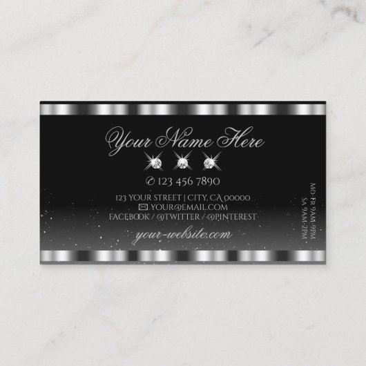 Glamoureus Silver Black Sparking Diamonds Stijlvol Visitekaartje (Achterkant)