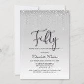 Glamoureus Silver Diamonds 50th Birthday Party Kaart (Voorkant)