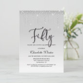 Glamoureus Silver Diamonds 50th Birthday Party Kaart (Staand voorkant)