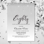 Glamoureus Silver Diamonds 80th Birthday Party Kaart<br><div class="desc">Organiseer je 80ste verjaardag en nodig je vrienden en geliefden uit met deze uitnodiging van deze glamoureuze zilveren diamanten verjaardagsfeestje.</div>