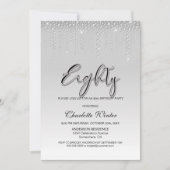 Glamoureus Silver Diamonds 80th Birthday Party Kaart (Voorkant)