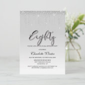 Glamoureus Silver Diamonds 80th Birthday Party Kaart (Staand voorkant)