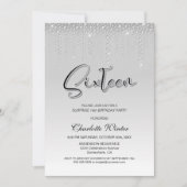 Glamoureus Silver Diamonds Verrassend 16e verjaard Kaart (Voorkant)