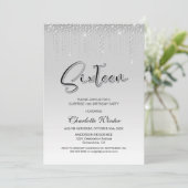 Glamoureus Silver Diamonds Verrassend 16e verjaard Kaart (Staand voorkant)