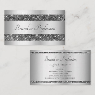 Glamoureus Silver Effect Lumineuze glittersterren Visitekaartje