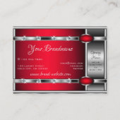 Glamoureus Silver Effect Red en Faux Gemstenen Visitekaartje (Achterkant)