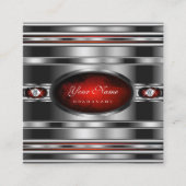 Glamoureus Silver Effect Red Marble met diamanten Vierkante Visitekaartje (Voorkant)