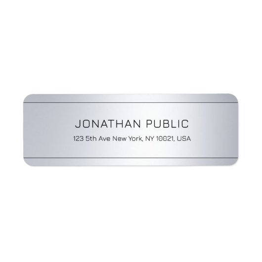 Glamoureus Silver Elegant Moderne Return Address Etiket (Voorkant)