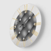 Glamoureus Silver en Gold op zwart Grote Klok (Hoek)