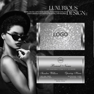 Glamoureus Silver Glitter Luminous Sparkle Logo Visitekaartje