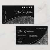 Glamoureus Silver Glitter Shimmer Spark Luxuria Visitekaartje (Voorkant / Achterkant)