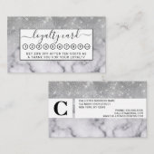 Glamoureus Silver Glitter White Marble Ombre Klantenkaartje (Voorkant / Achterkant)