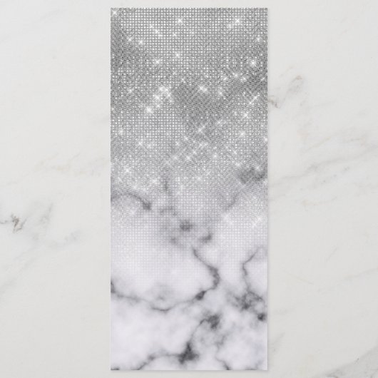 Glamoureus Silver Glitter White Marble Ombre Menu (Achterkant)