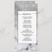 Glamoureus Silver Glitter White Marble Ombre Menu (Voorkant / Achterkant)