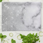 Glamoureus Silver Glitter White Marble Ombre Theedoek (Gevouwen)