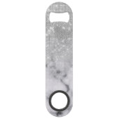 Glamoureus Silver Glitter White Marble Speed Flessenopener (Voorkant)