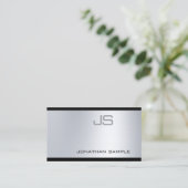 Glamoureus Silver Graceful Modern Monogram Plain Visitekaartje (Staand voorkant)