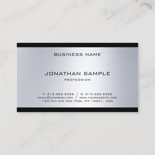 Glamoureus Silver Graceful Modern Monogram Plain Visitekaartje (Achterkant)