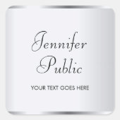 Glamoureus Silver Kijk Sjabloon Typografie Modern Vierkante Sticker (Voorkant)