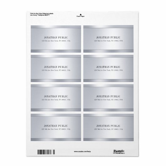 Glamoureus Silver-look elegant, modern Etiket (Full Sheet)