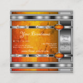 Glamoureus Silver met Oranje marmer en diamanten Vierkante Visitekaartje (Achterkant)