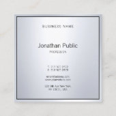 Glamoureus Silver Modern Plain Elegant Hand Vierkante Visitekaartje (Achterkant)