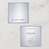 Glamoureus Silver Modern Plain Elegant Hand Vierkante Visitekaartje (Voorkant / Achterkant)