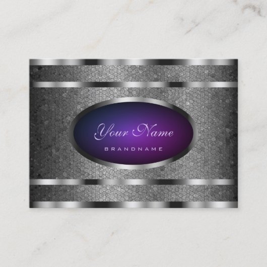 Glamoureus Silver Snake Pattern en Paarse Gradiënt Visitekaartje (Voorkant)