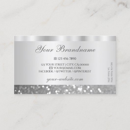 Glamoureus Silver Sparging Glitter Diamonds Luxe Visitekaartje (Achterkant)