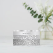 Glamoureus Silver Sparging Glitter Diamonds Luxe Visitekaartje (Staand voorkant)