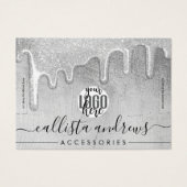 Glamoureus Silver Thick Glitter Drijft Logo Bracel Visitekaartje (Voorkant)