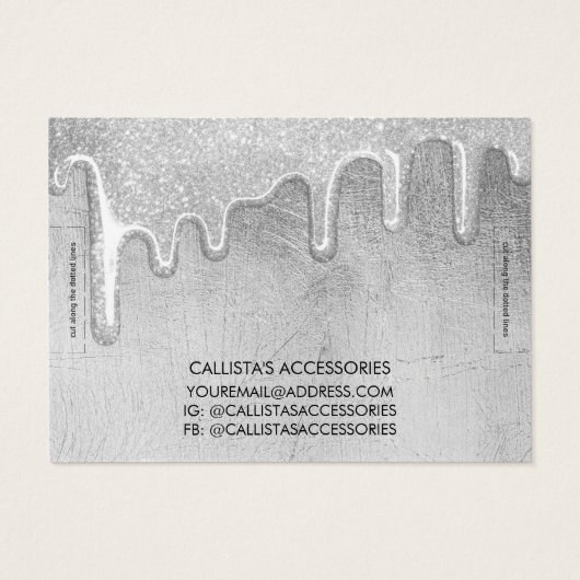 Glamoureus Silver Thick Glitter Drijft Logo Bracel Visitekaartje (Achterkant)