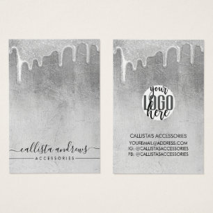 Glamoureus Silver Thick Glitter droogt Logo Visitekaartje