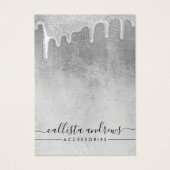 Glamoureus Silver Thick Glitter droogt Logo Visitekaartje (Voorkant)