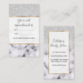 Glamoureus Silver White Glitter Marmer Gradient Afsprakenkaartje (Voorkant / Achterkant)