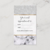 Glamoureus Silver White Glitter Marmer Gradient Afsprakenkaartje (Voorkant)
