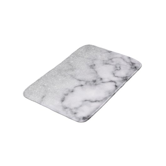 Glamoureus Silver White Glitter Marmer Gradient Badmat (Gekanteld)