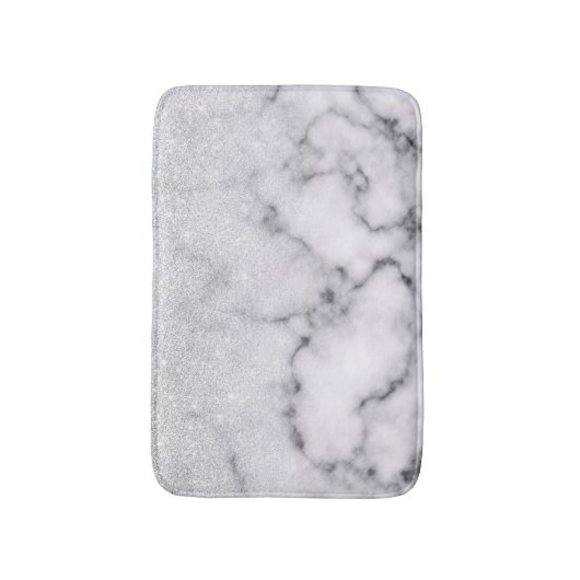 Glamoureus Silver White Glitter Marmer Gradient Badmat (Voorkant Verticaal)