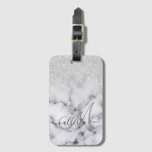 Glamoureus Silver White Glitter Marmer Gradient Bagagelabel (Voorkant (verticaal))